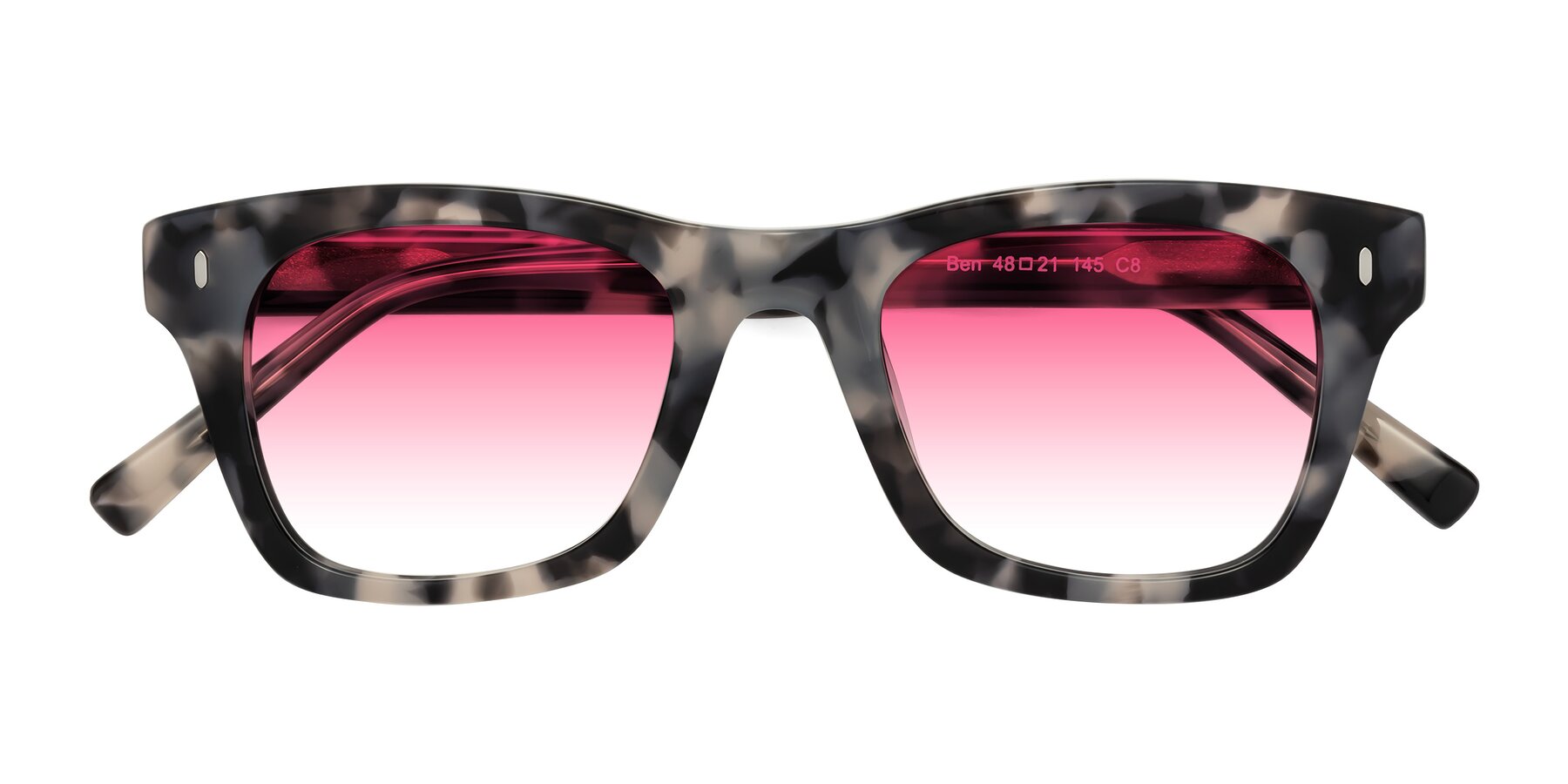 Folded Front of Ben in Ivory Tortoise with Pink Gradient Lenses
