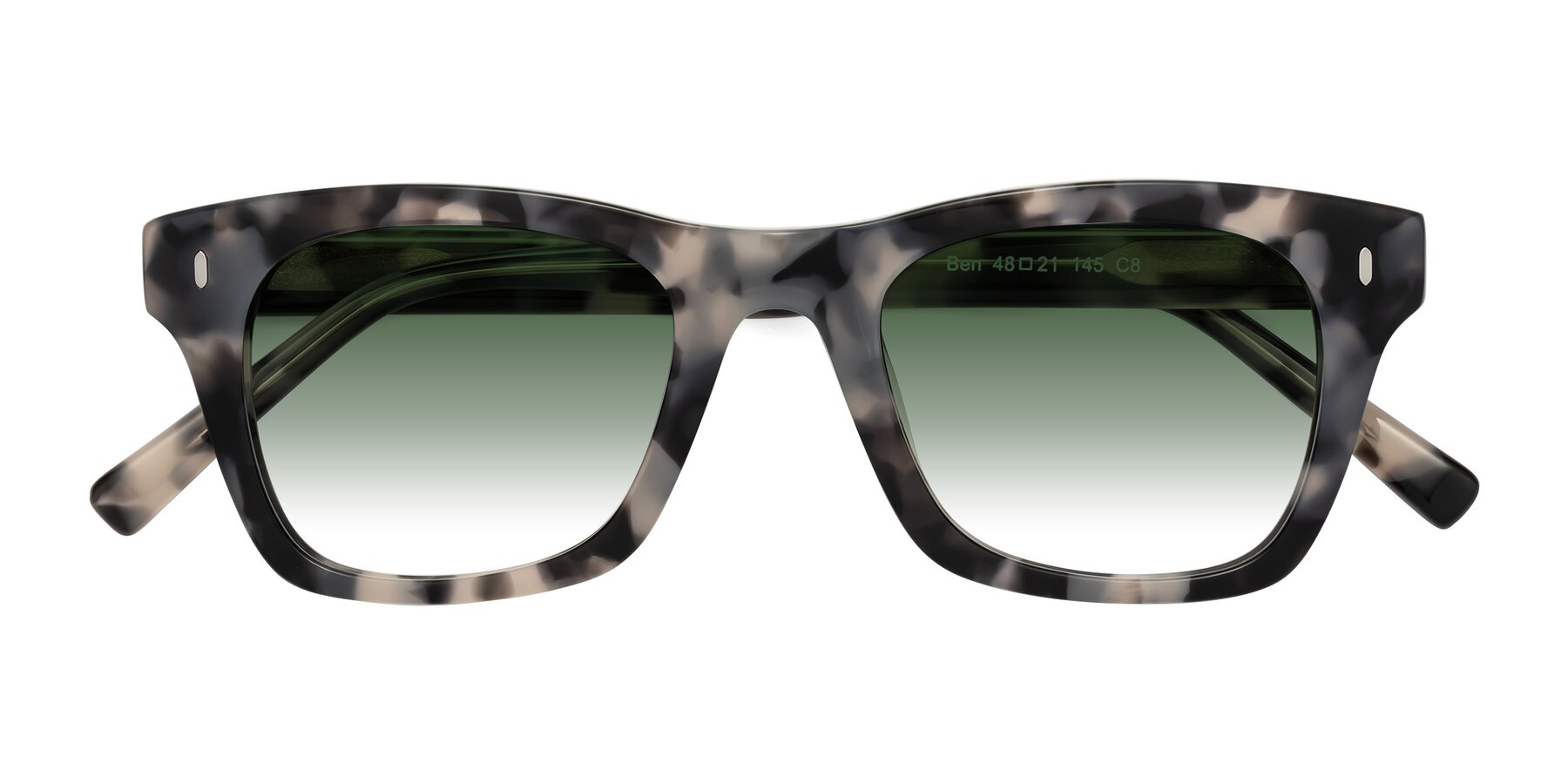 Folded Front of Ben in Ivory Tortoise with Green Gradient Lenses