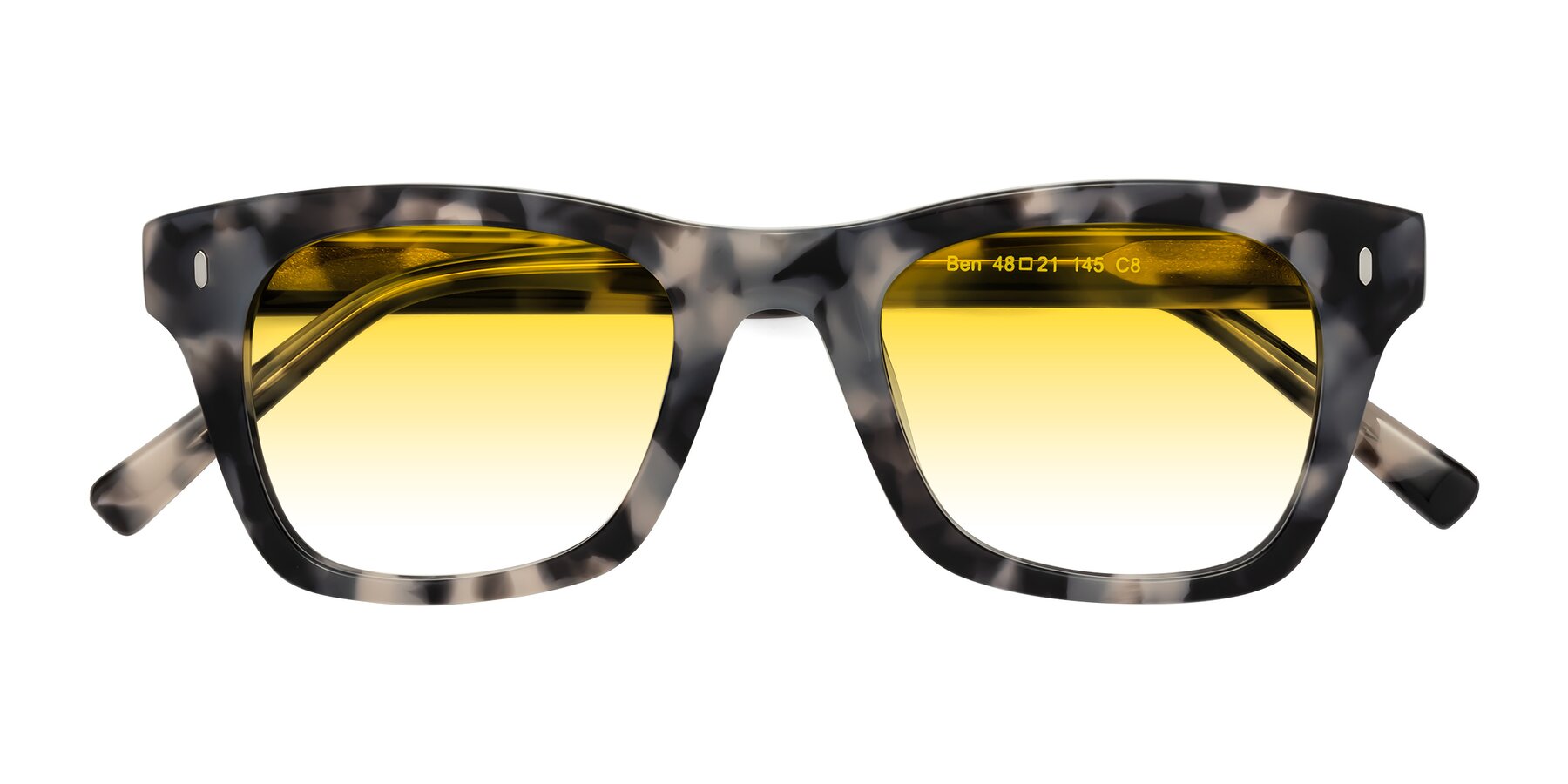 Folded Front of Ben in Ivory Tortoise with Yellow Gradient Lenses