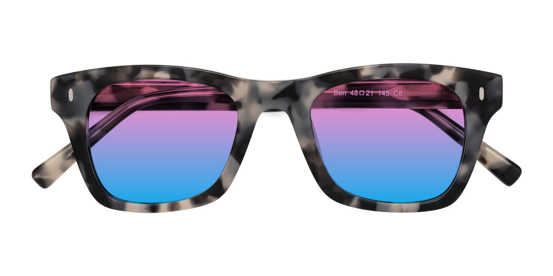 Folded Front of Ben in Ivory Tortoise with Pink / Blue Gradient Lenses