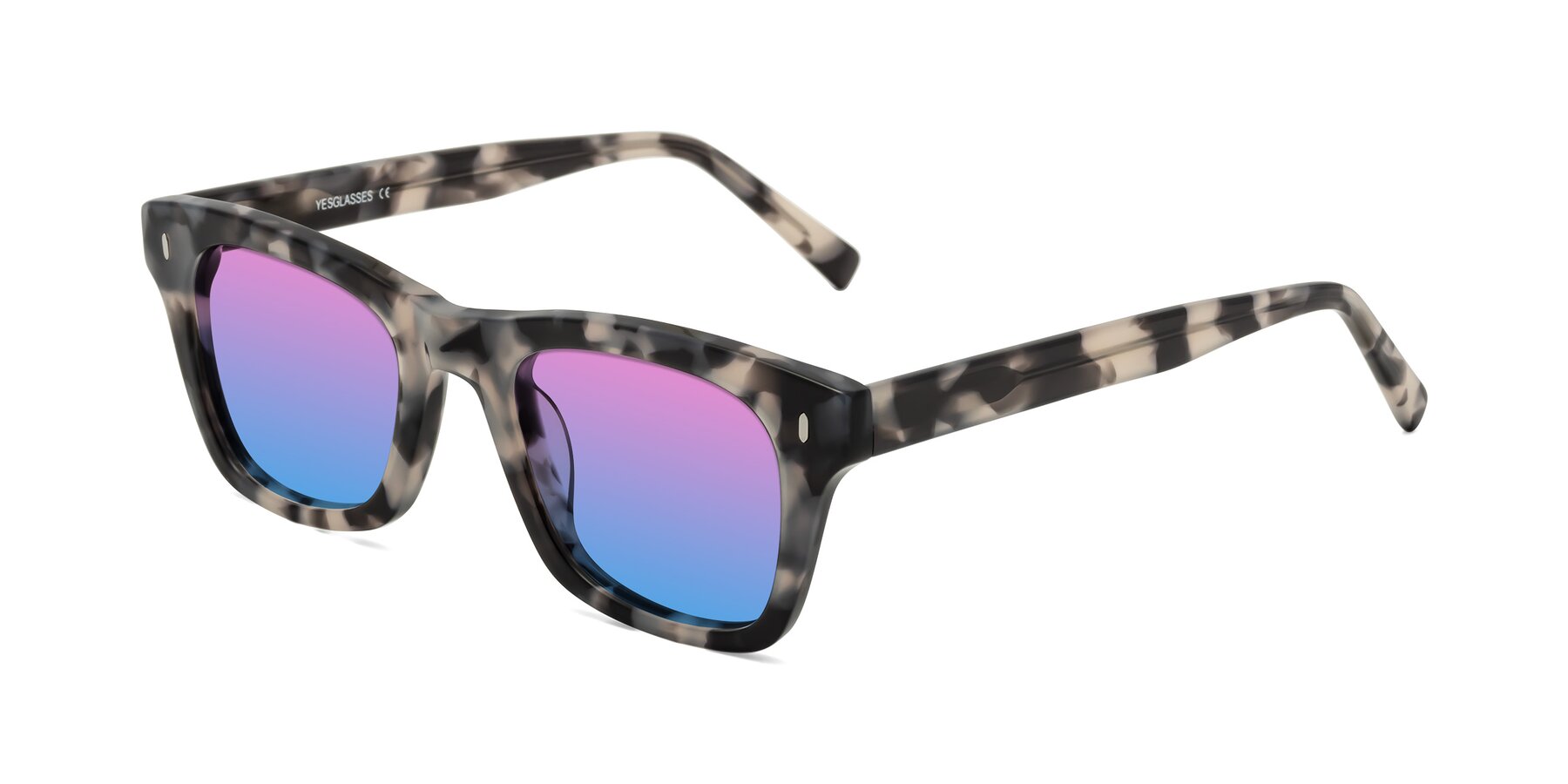 Angle of Ben in Ivory Tortoise with Pink / Blue Gradient Lenses