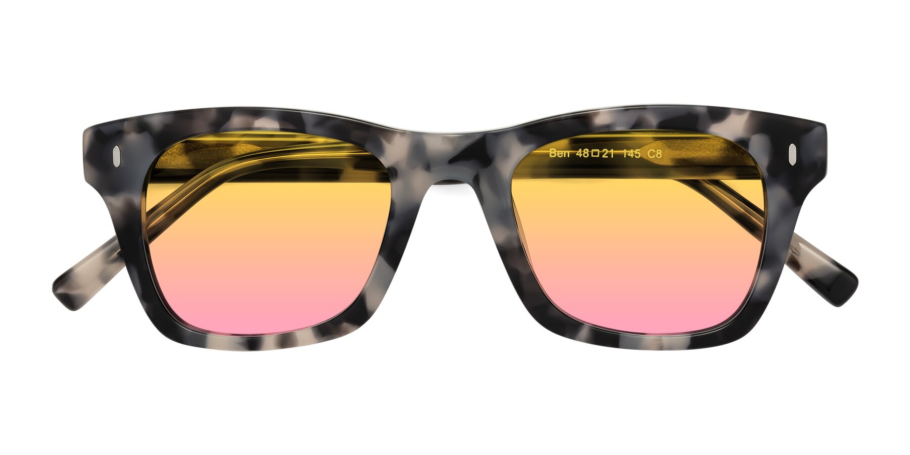 Folded Front of Ben in Ivory Tortoise with Yellow / Pink Gradient Lenses