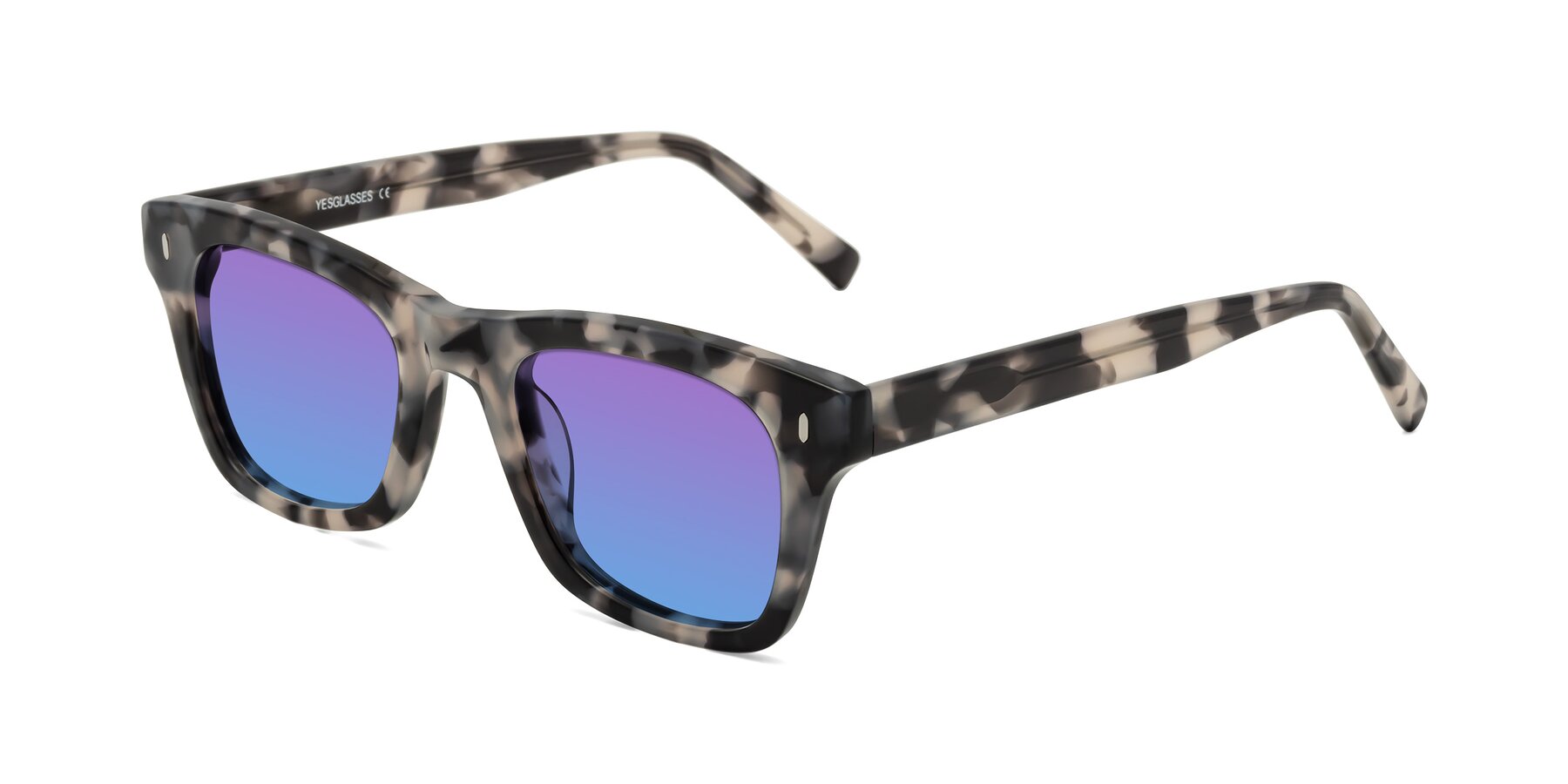 Angle of Ben in Ivory Tortoise with Purple / Blue Gradient Lenses
