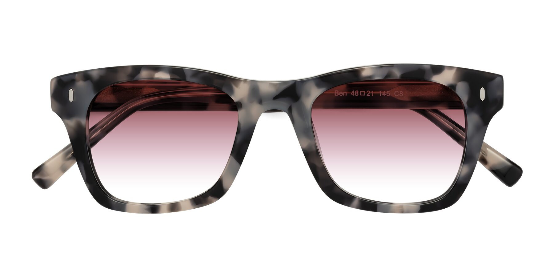 Folded Front of Ben in Ivory Tortoise with Garnet Gradient Lenses