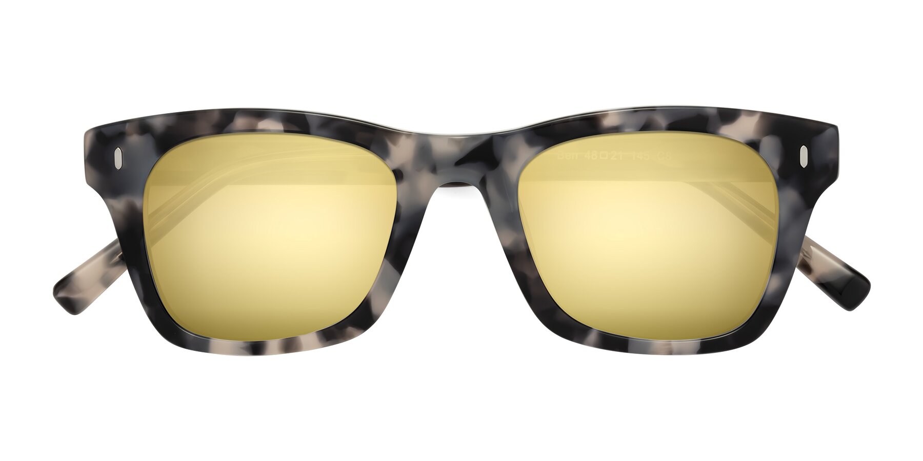 Folded Front of Ben in Ivory Tortoise with Gold Mirrored Lenses