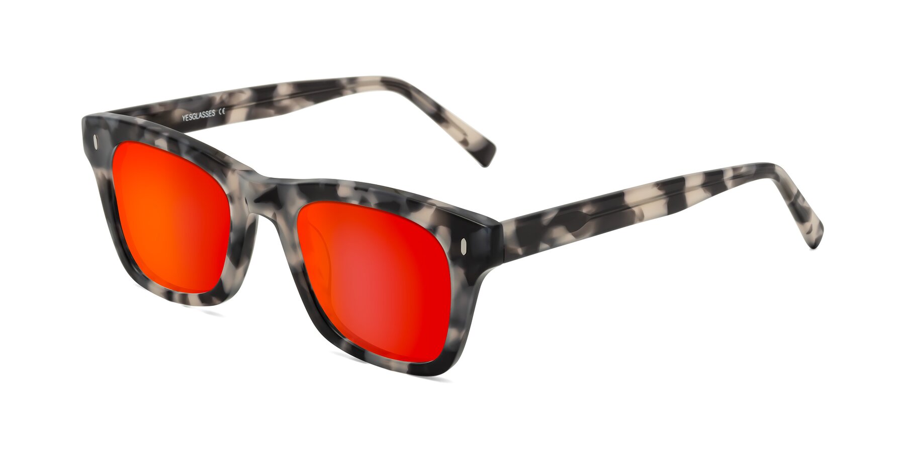 Angle of Ben in Ivory Tortoise with Red Gold Mirrored Lenses