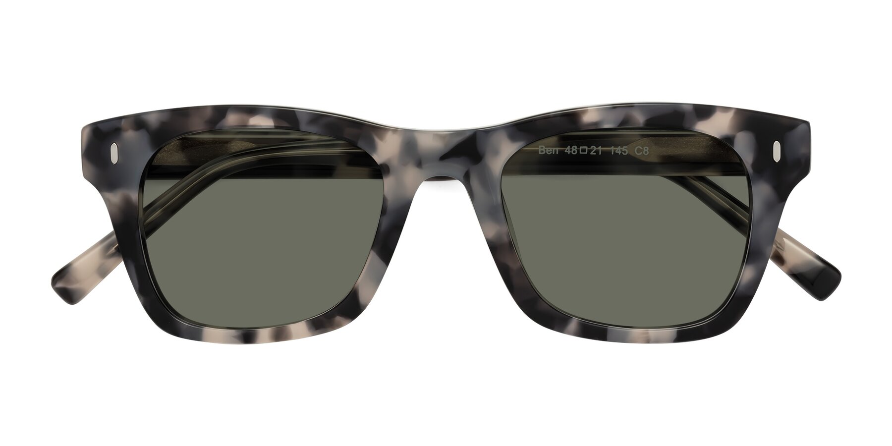 Folded Front of Ben in Ivory Tortoise with Gray Polarized Lenses