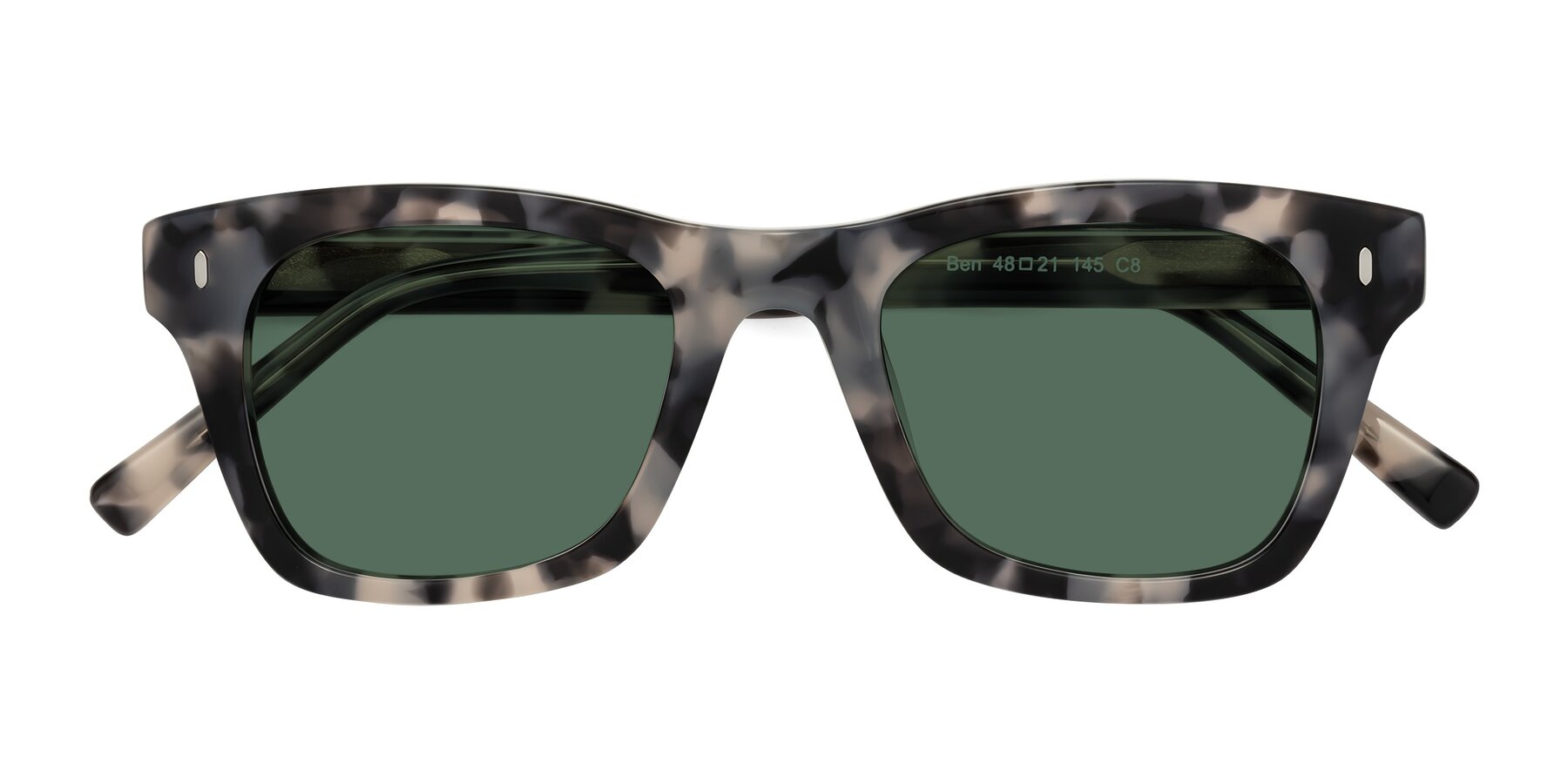 Folded Front of Ben in Ivory Tortoise with Green Polarized Lenses
