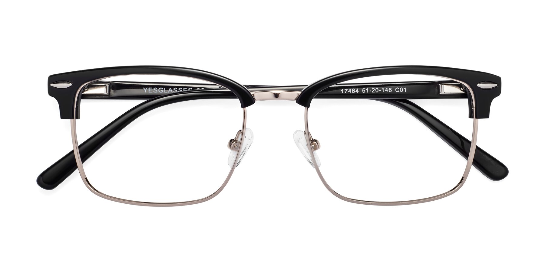 Folded Front of 17464 in Black-Gold with Clear Reading Eyeglass Lenses