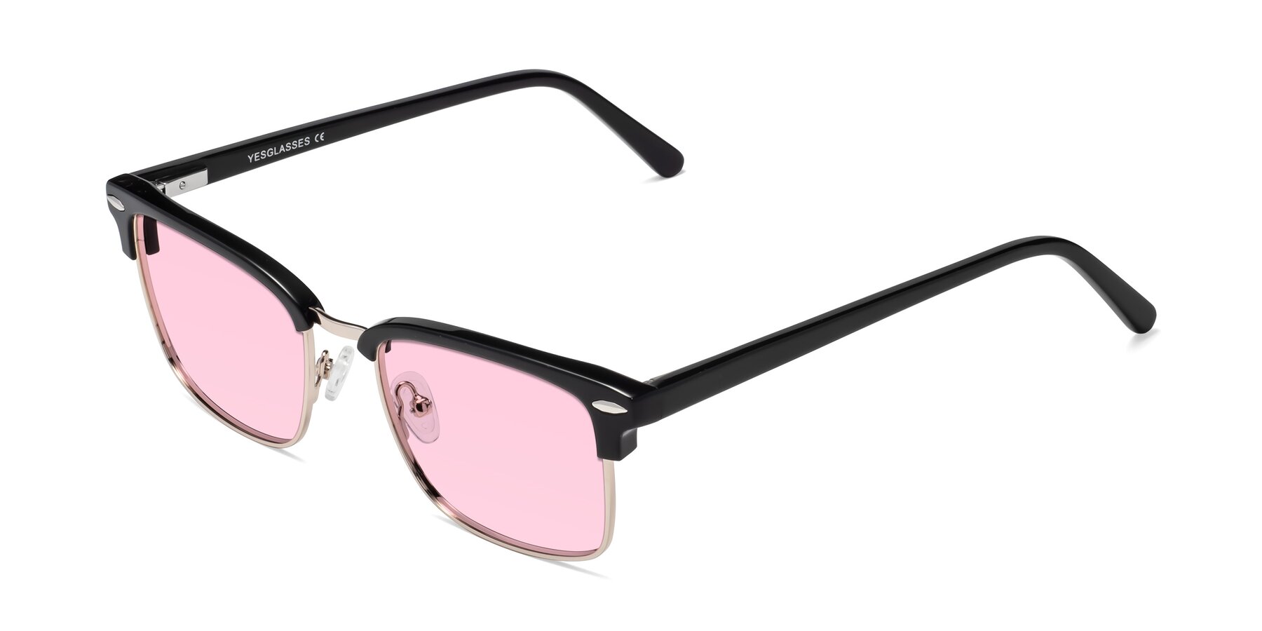 Angle of 17464 in Black-Gold with Light Pink Tinted Lenses