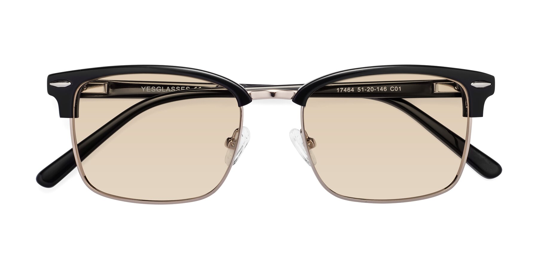 Folded Front of 17464 in Black-Gold with Light Brown Tinted Lenses