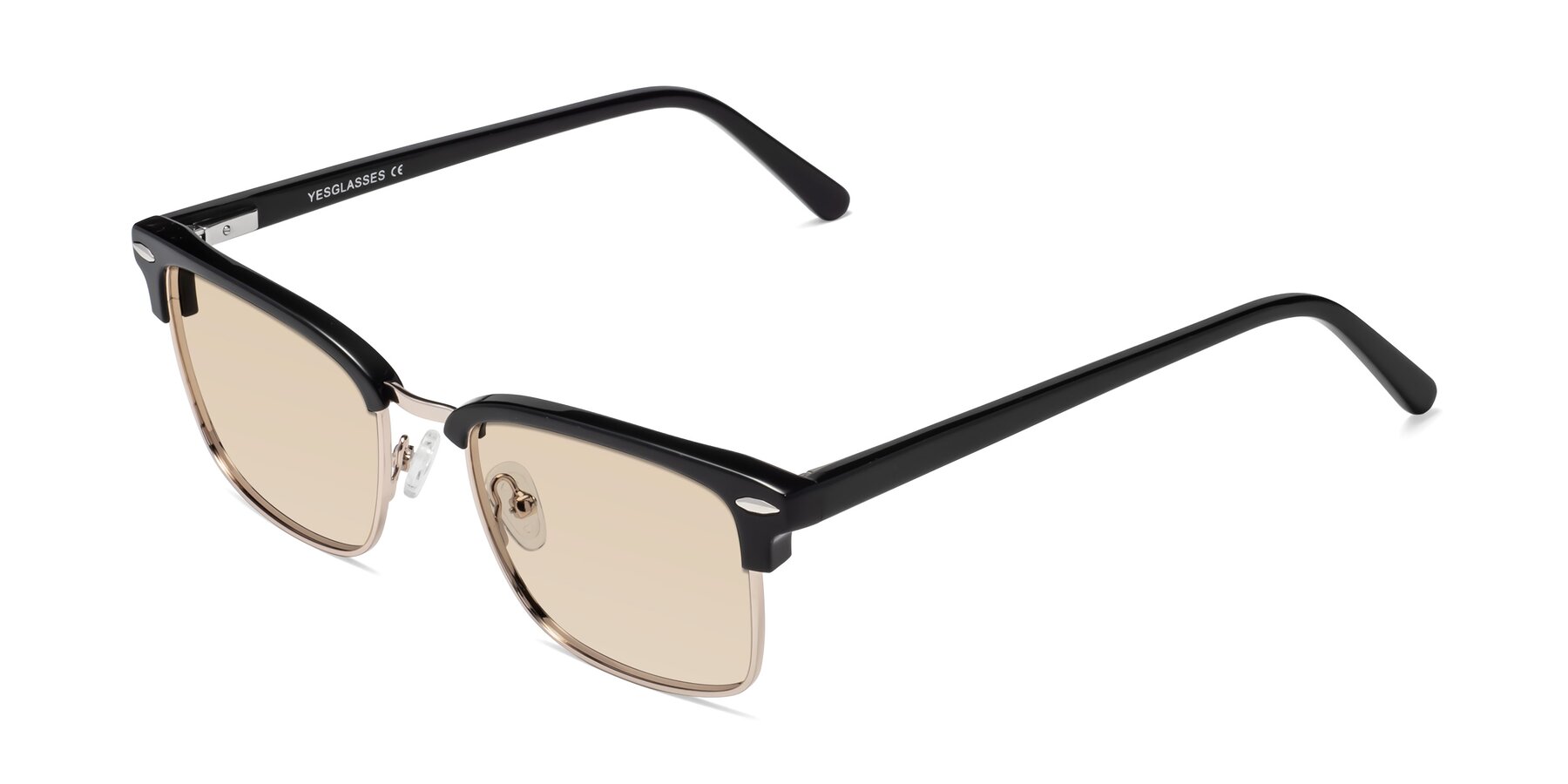 Angle of 17464 in Black-Gold with Light Brown Tinted Lenses
