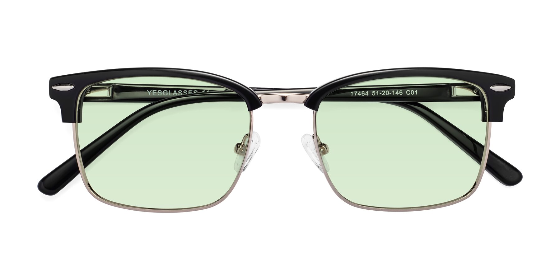 Folded Front of 17464 in Black-Gold with Light Green Tinted Lenses