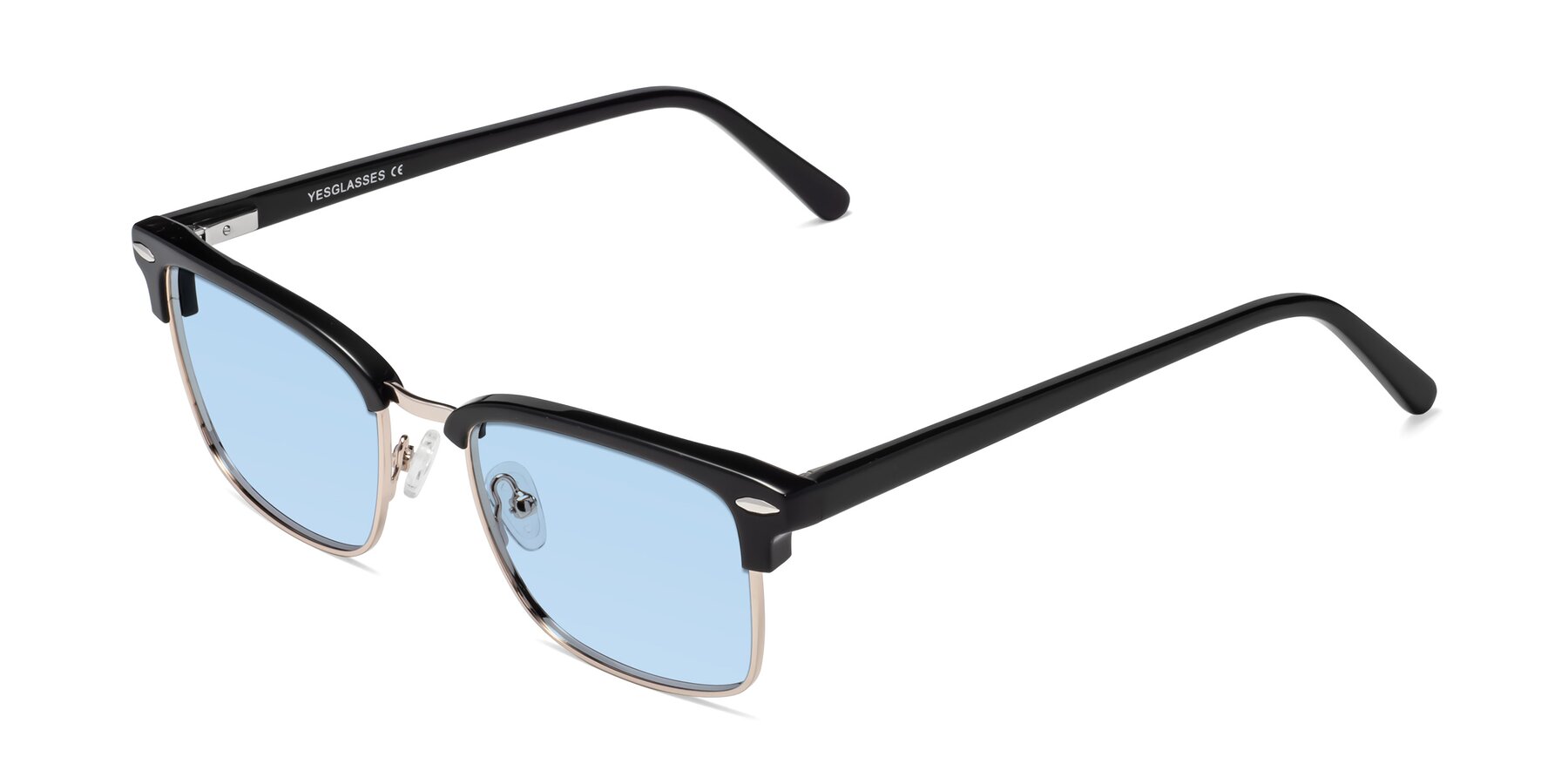 Angle of 17464 in Black-Gold with Light Blue Tinted Lenses