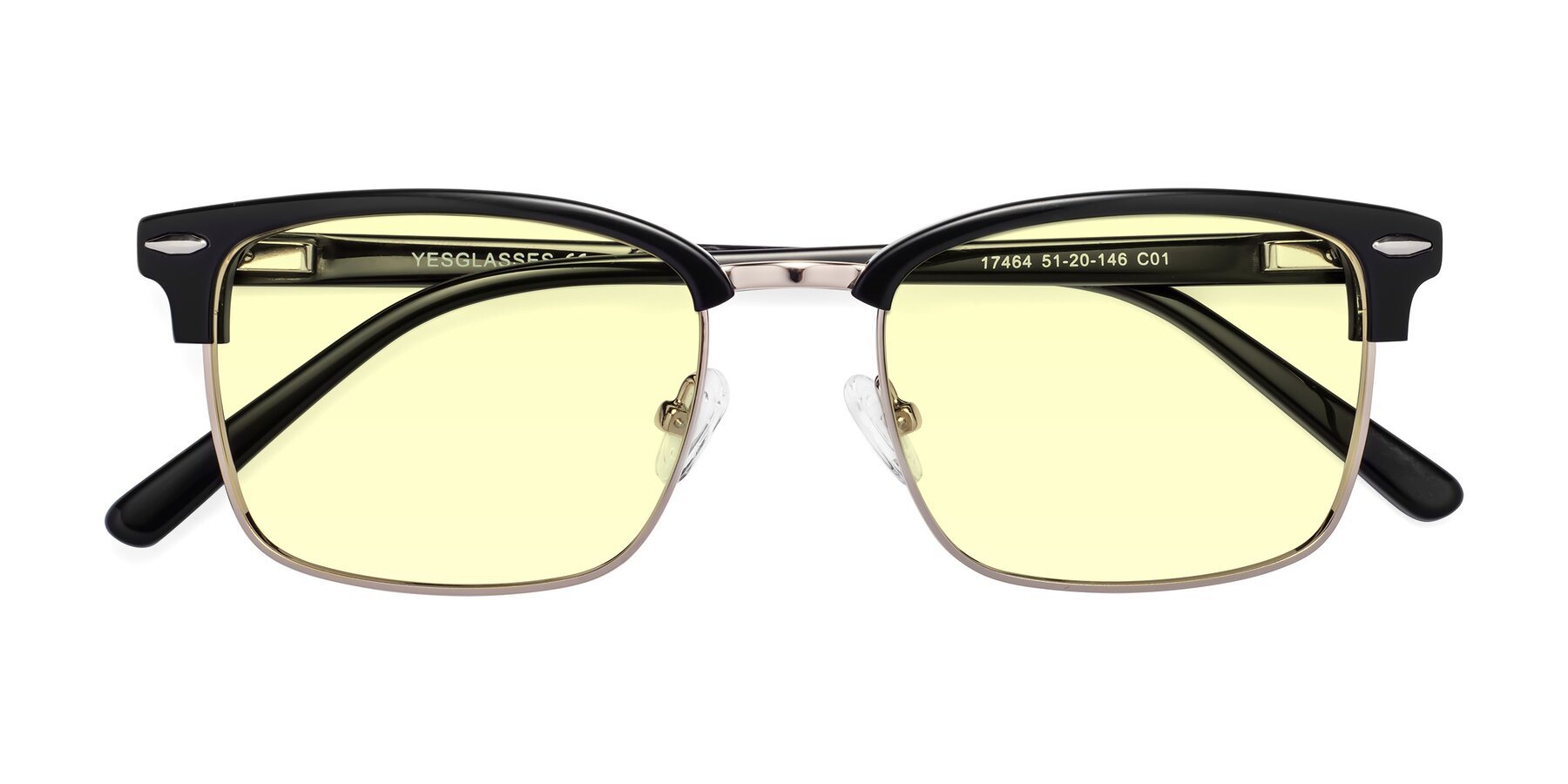 Folded Front of 17464 in Black-Gold with Light Yellow Tinted Lenses