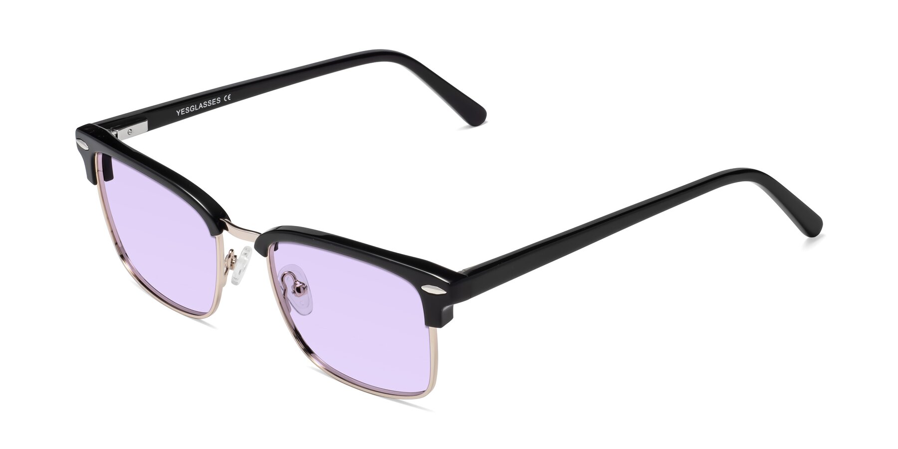 Angle of 17464 in Black-Gold with Light Purple Tinted Lenses