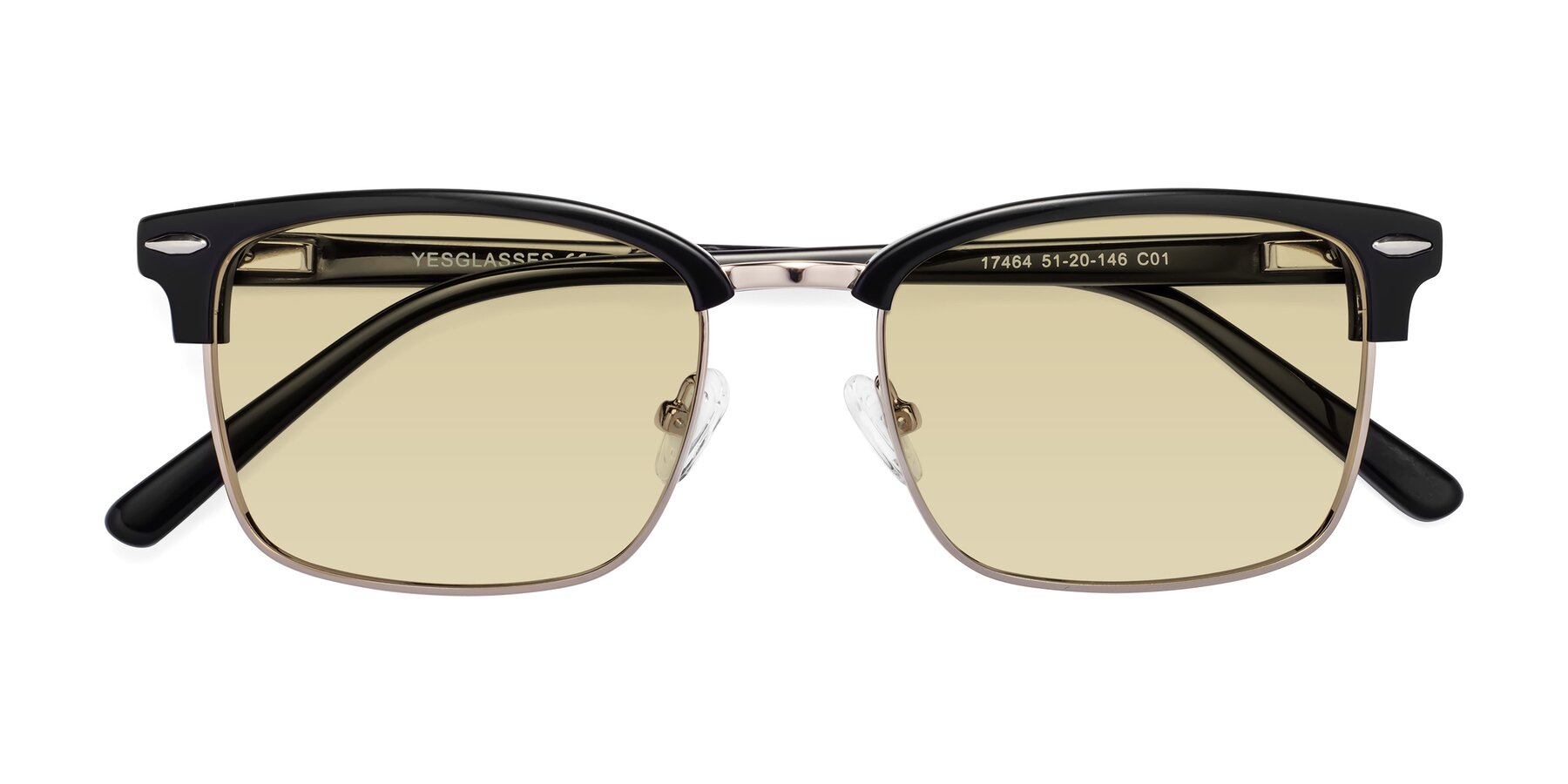 Folded Front of 17464 in Black-Gold with Light Champagne Tinted Lenses