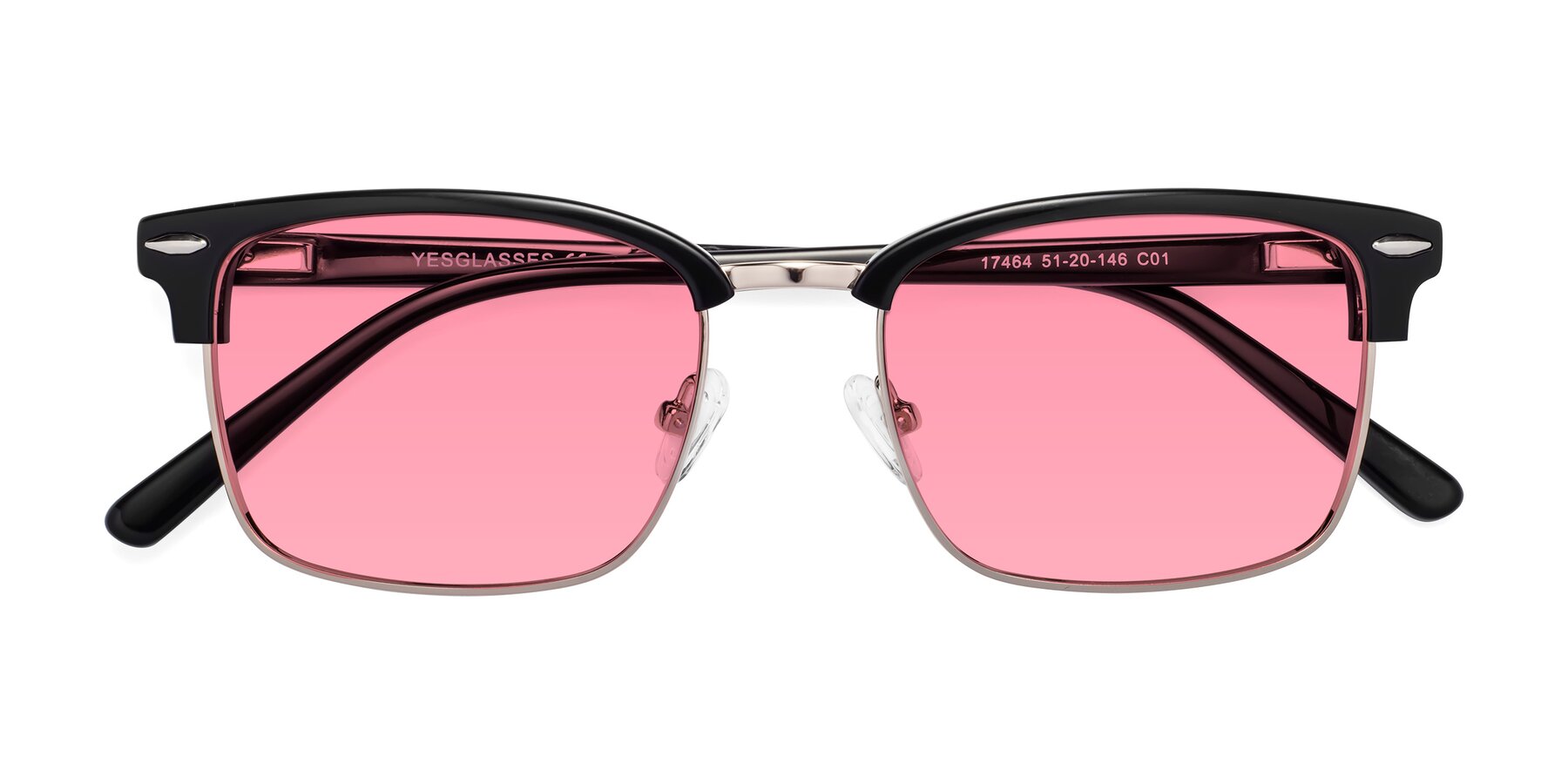 Folded Front of 17464 in Black-Gold with Pink Tinted Lenses