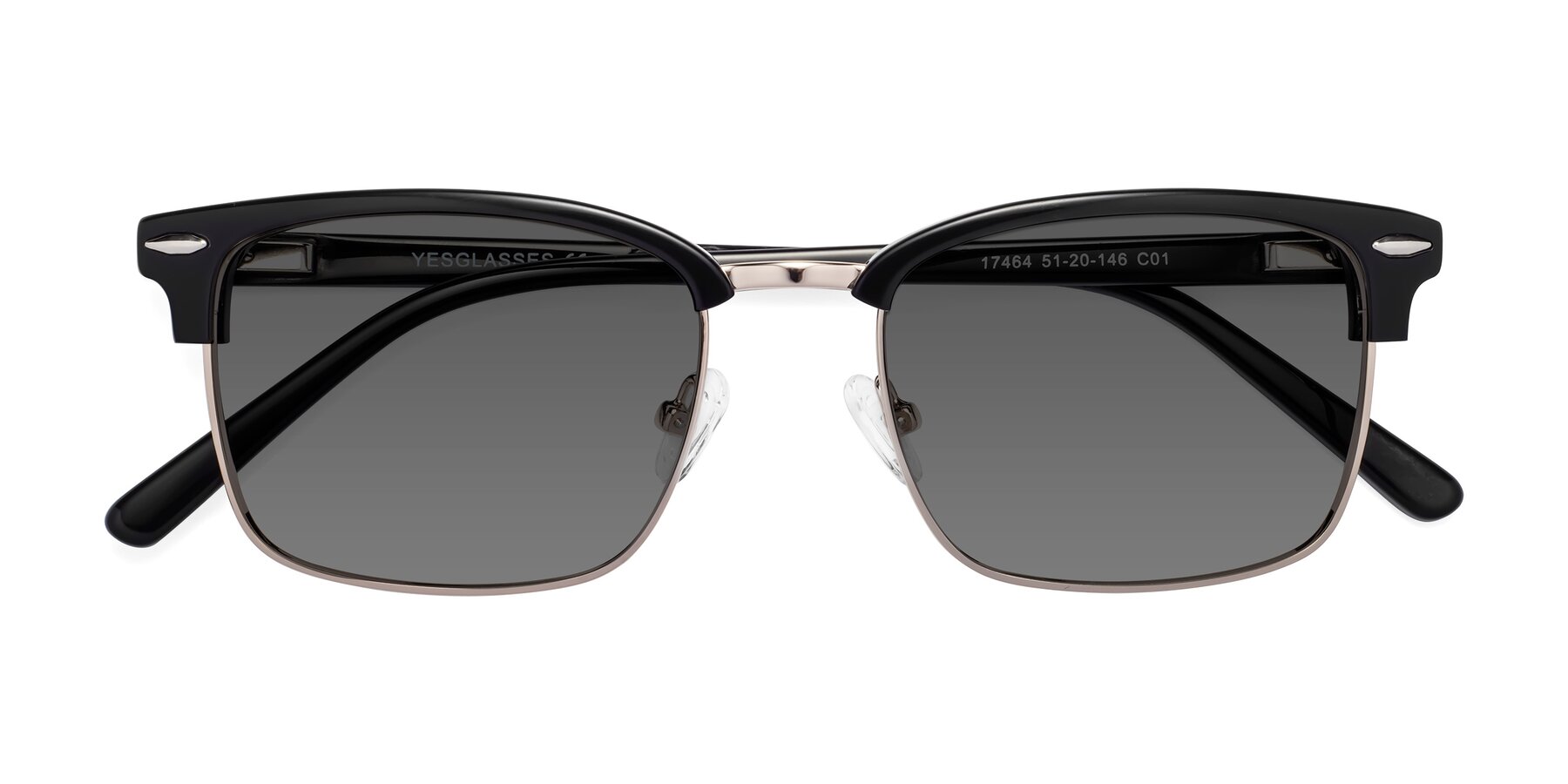Folded Front of 17464 in Black-Gold with Medium Gray Tinted Lenses