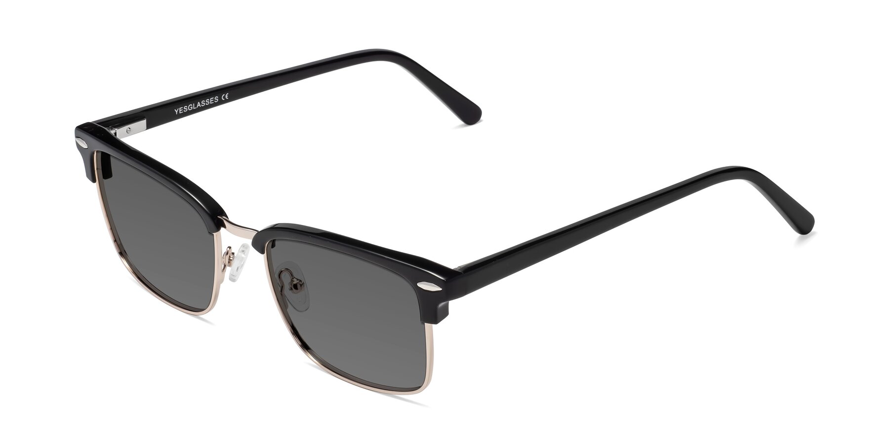 Angle of 17464 in Black-Gold with Medium Gray Tinted Lenses
