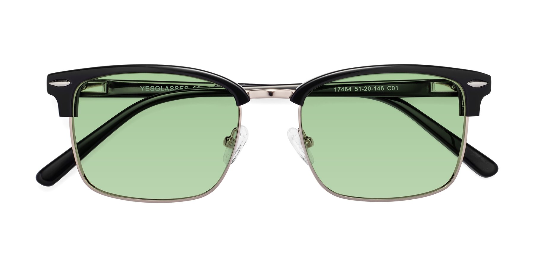 Folded Front of 17464 in Black-Gold with Medium Green Tinted Lenses