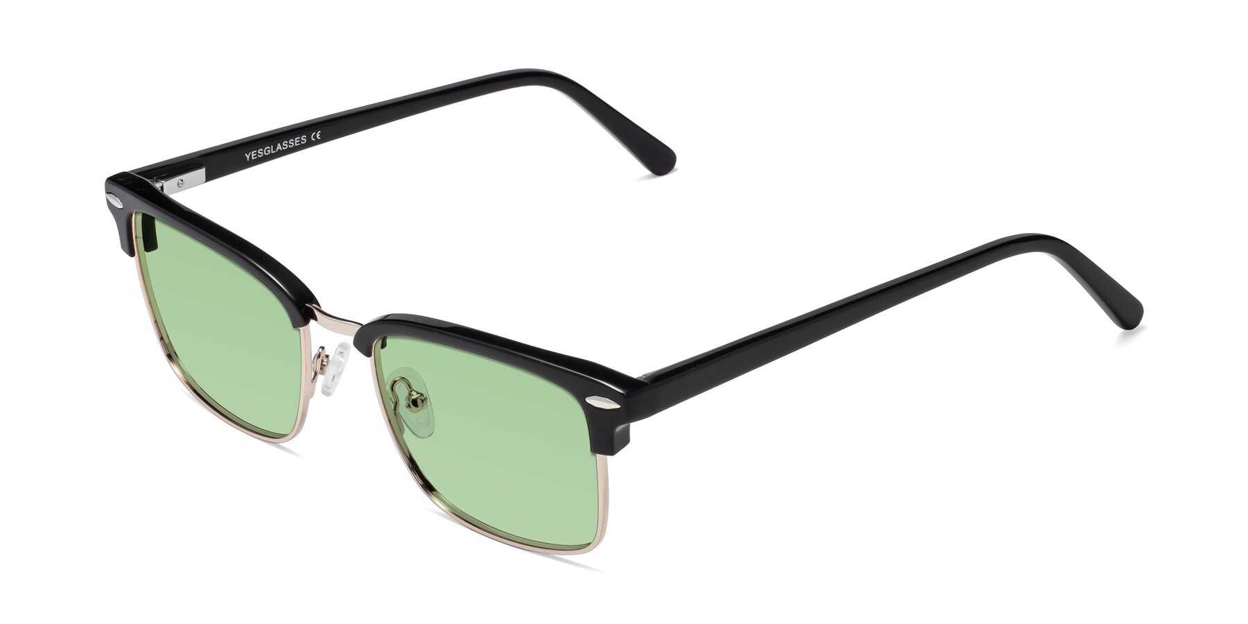 Angle of 17464 in Black-Gold with Medium Green Tinted Lenses