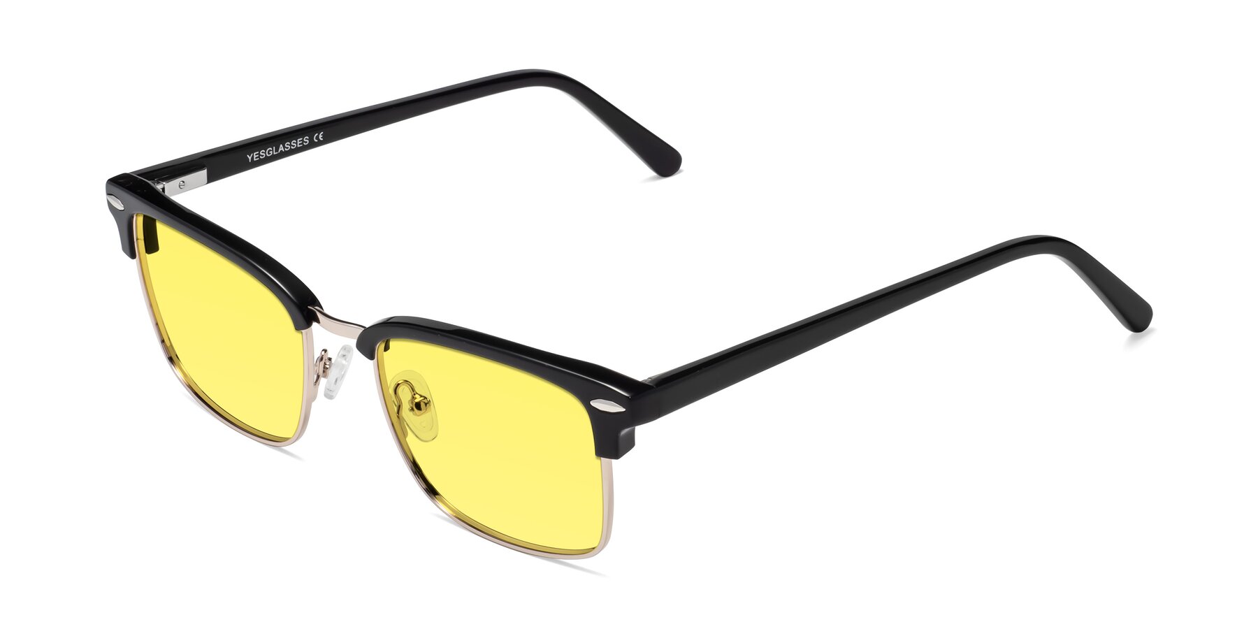 Angle of 17464 in Black-Gold with Medium Yellow Tinted Lenses