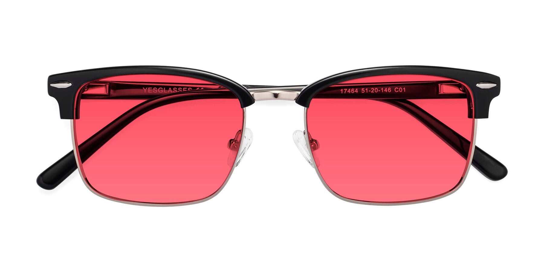 Folded Front of 17464 in Black-Gold with Red Tinted Lenses