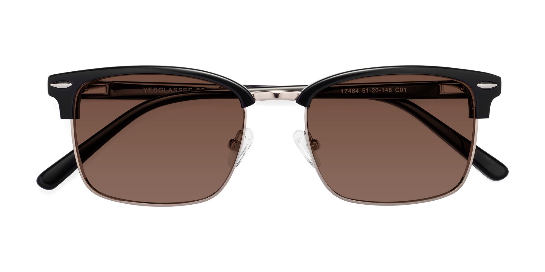 Folded Front of 17464 in Black-Gold with Brown Tinted Lenses