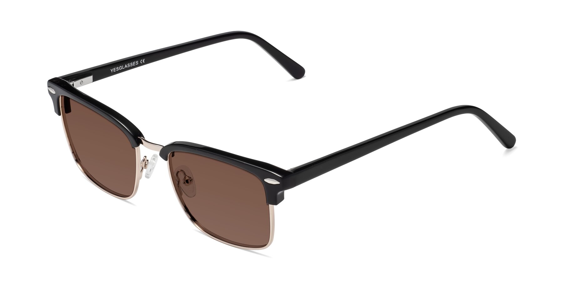Angle of 17464 in Black-Gold with Brown Tinted Lenses