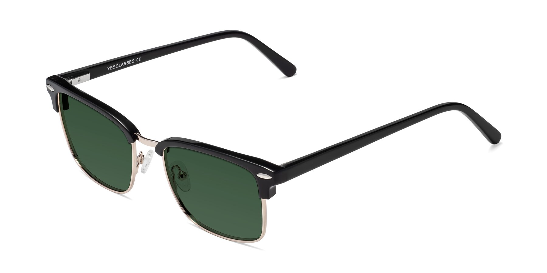 Angle of 17464 in Black-Gold with Green Tinted Lenses