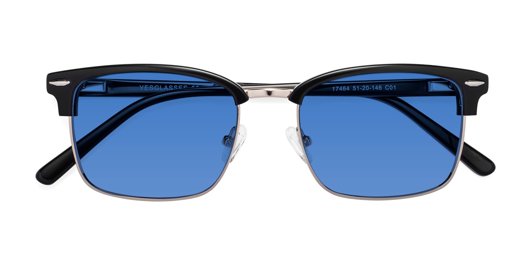Folded Front of 17464 in Black-Gold with Blue Tinted Lenses