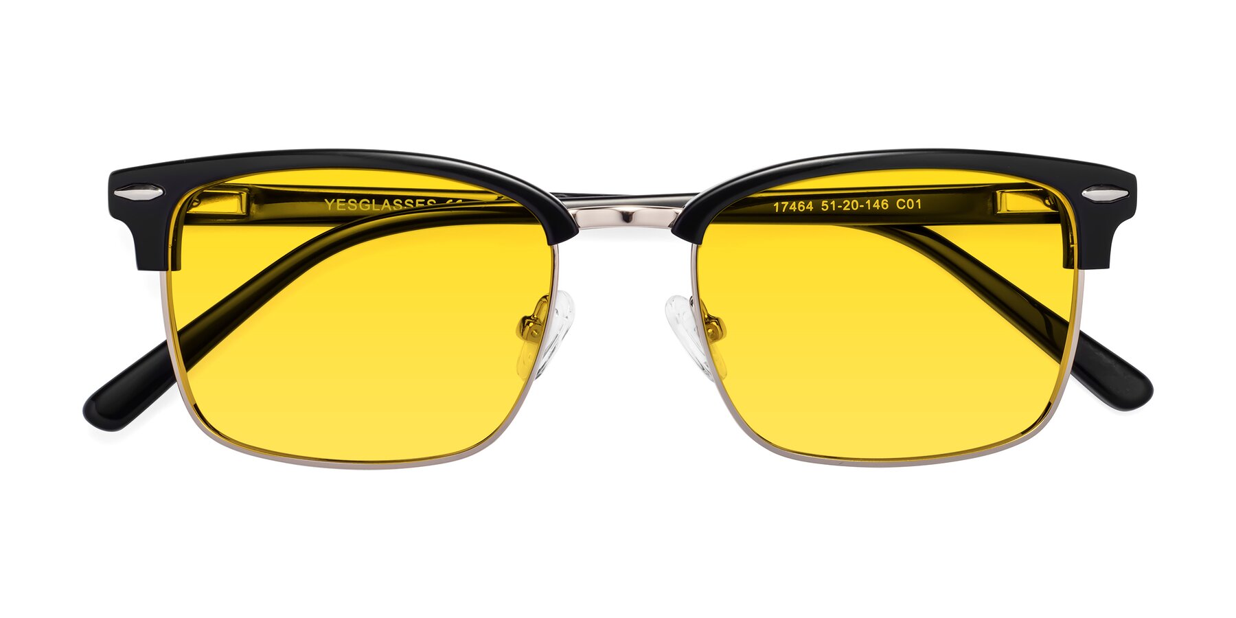 Folded Front of 17464 in Black-Gold with Yellow Tinted Lenses