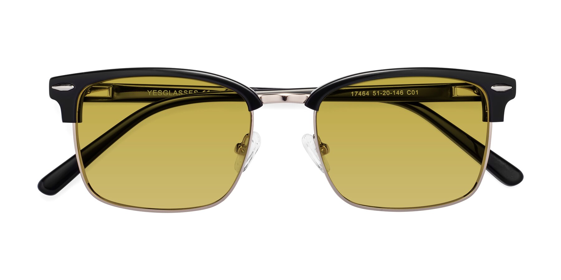 Folded Front of 17464 in Black-Gold with Champagne Tinted Lenses