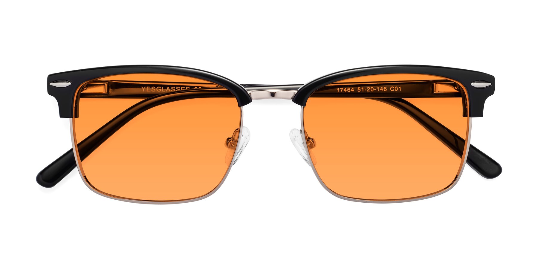 Folded Front of 17464 in Black-Gold with Orange Tinted Lenses