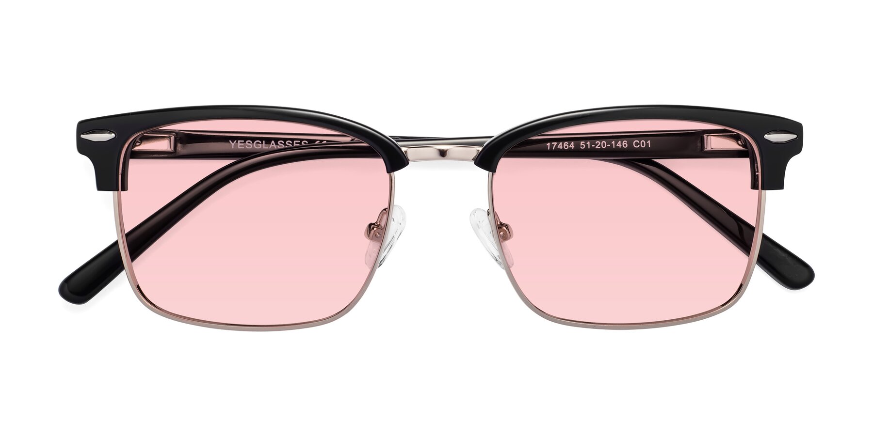 Folded Front of 17464 in Black-Gold with Light Garnet Tinted Lenses