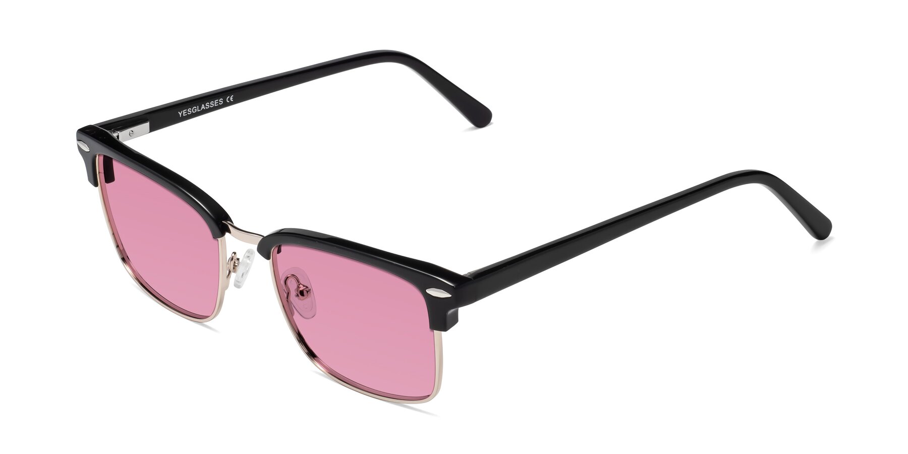 Angle of 17464 in Black-Gold with Medium Wine Tinted Lenses