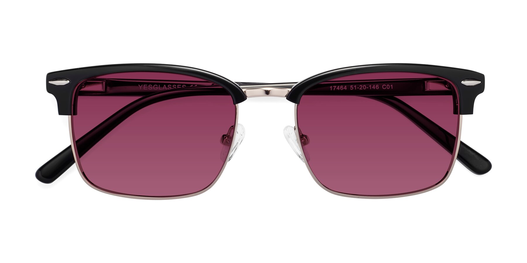 Folded Front of 17464 in Black-Gold with Wine Tinted Lenses