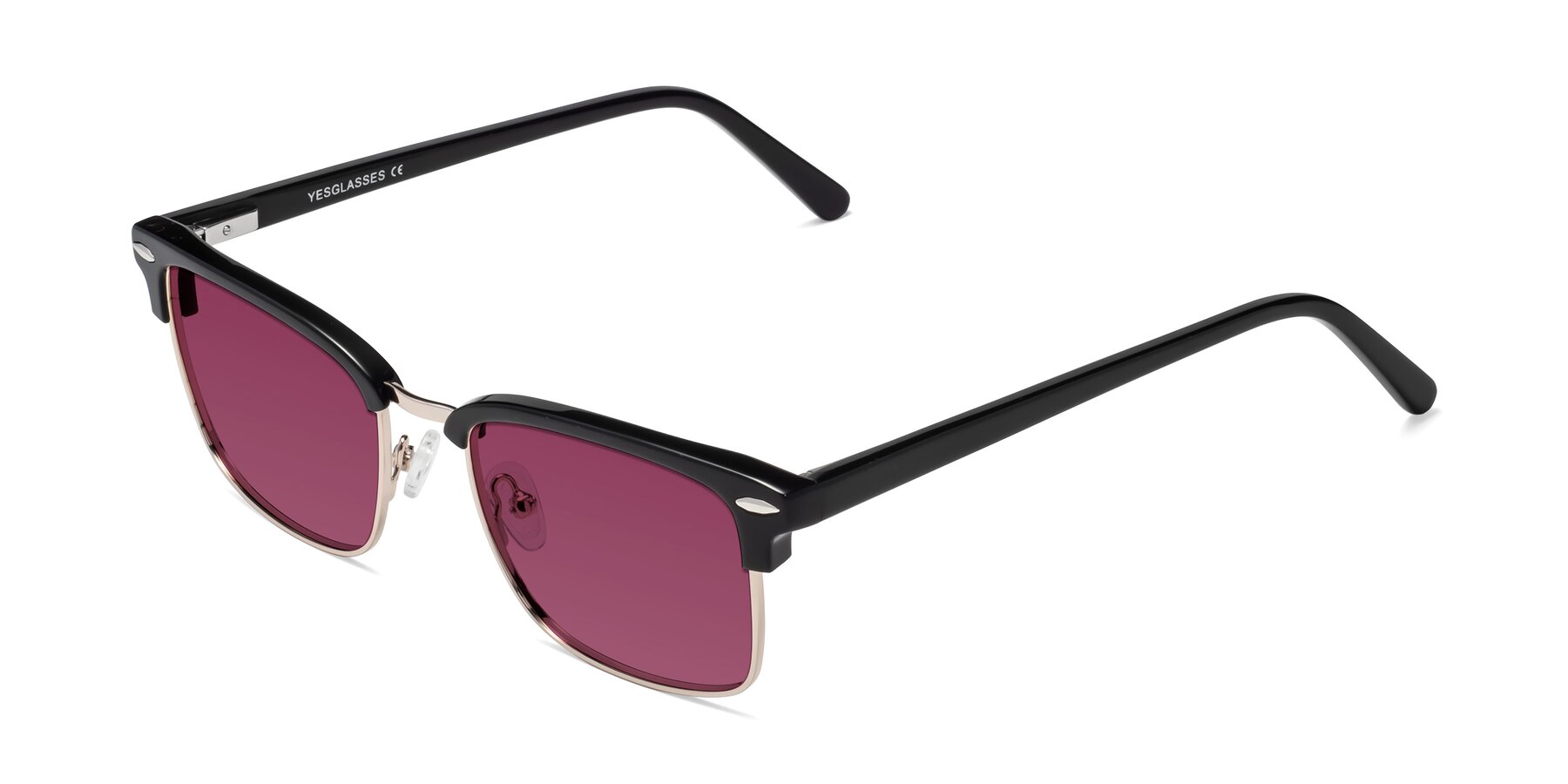 Angle of 17464 in Black-Gold with Wine Tinted Lenses