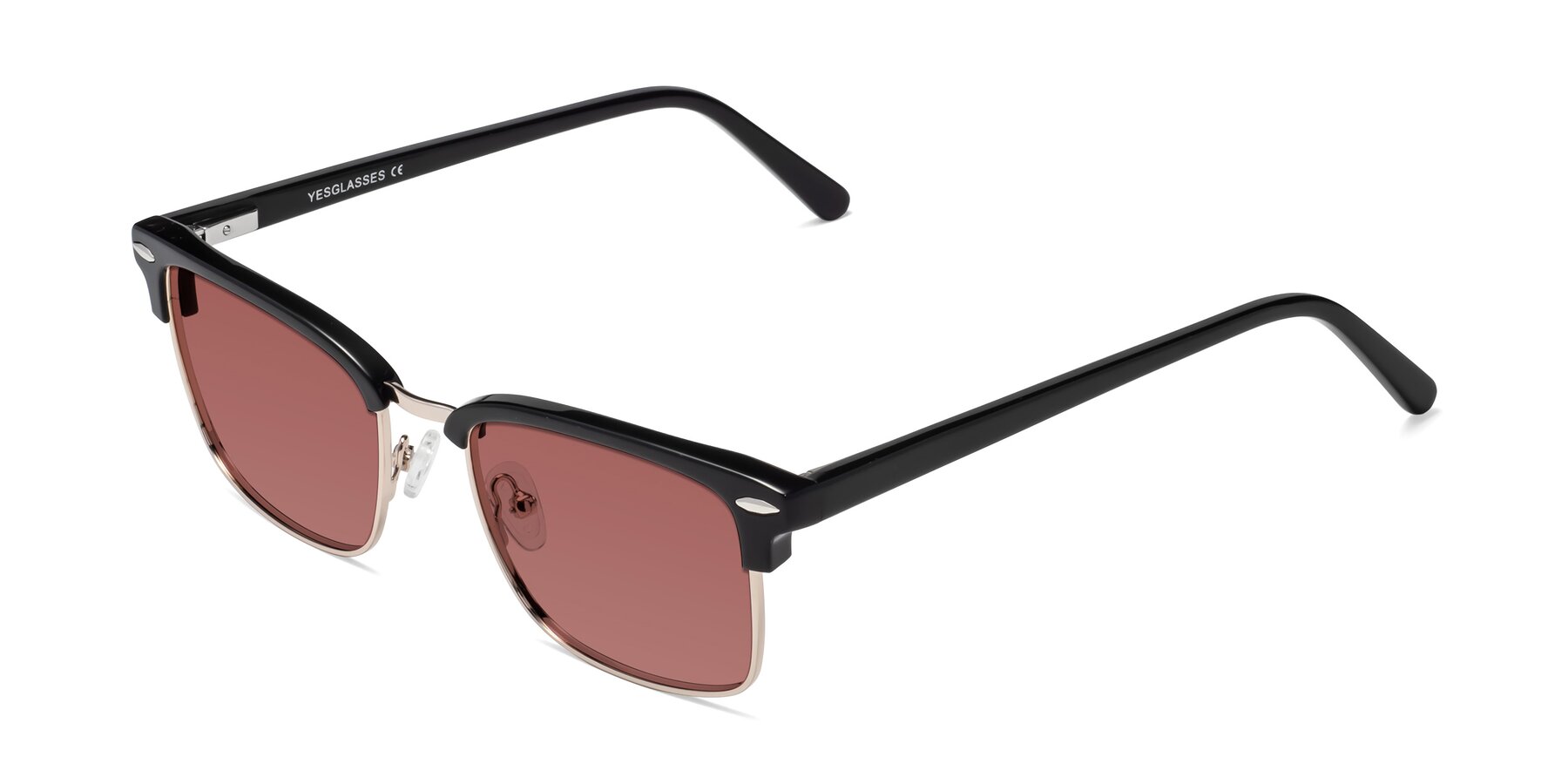 Angle of 17464 in Black-Gold with Garnet Tinted Lenses