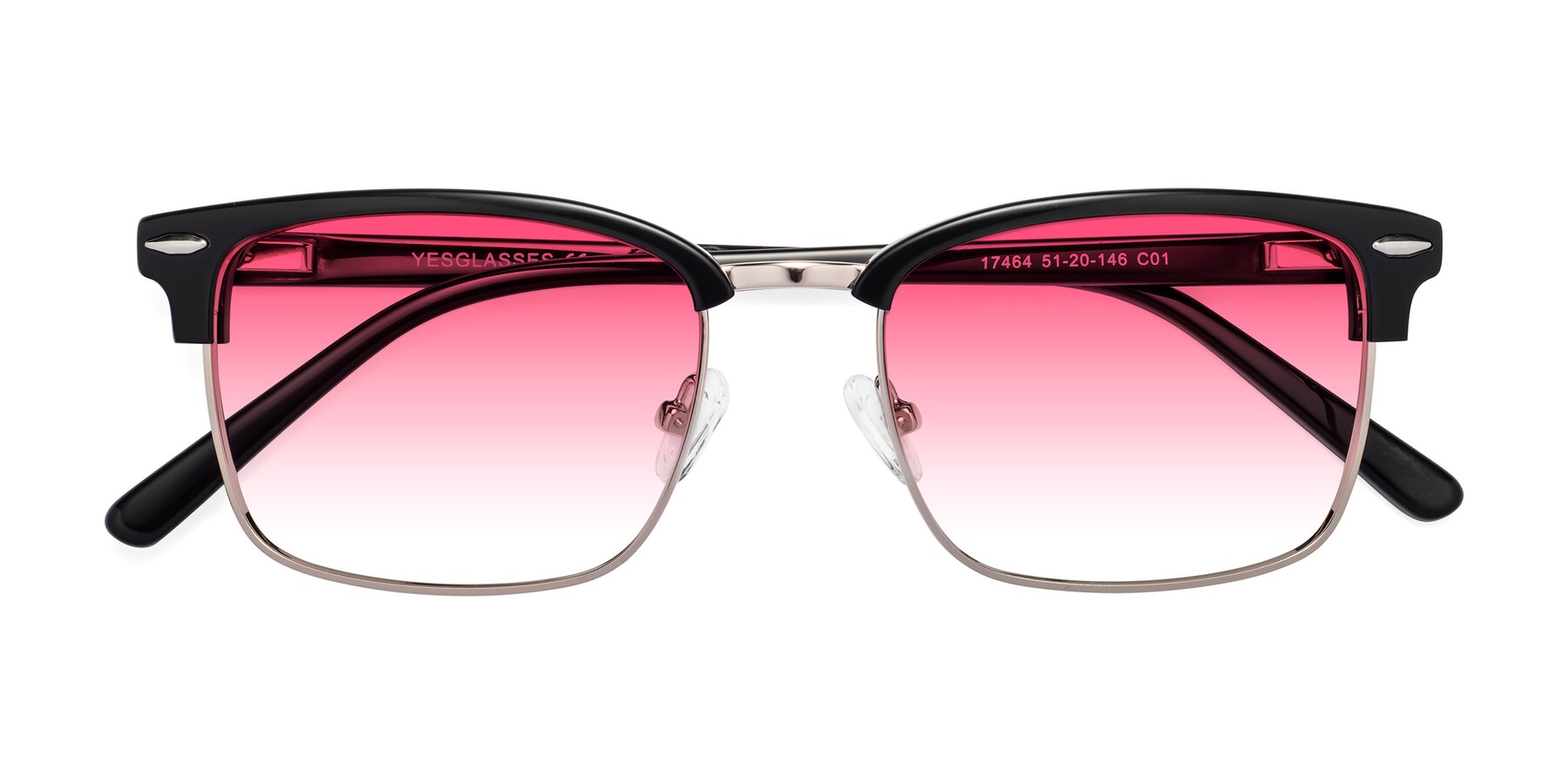 Folded Front of 17464 in Black-Gold with Pink Gradient Lenses