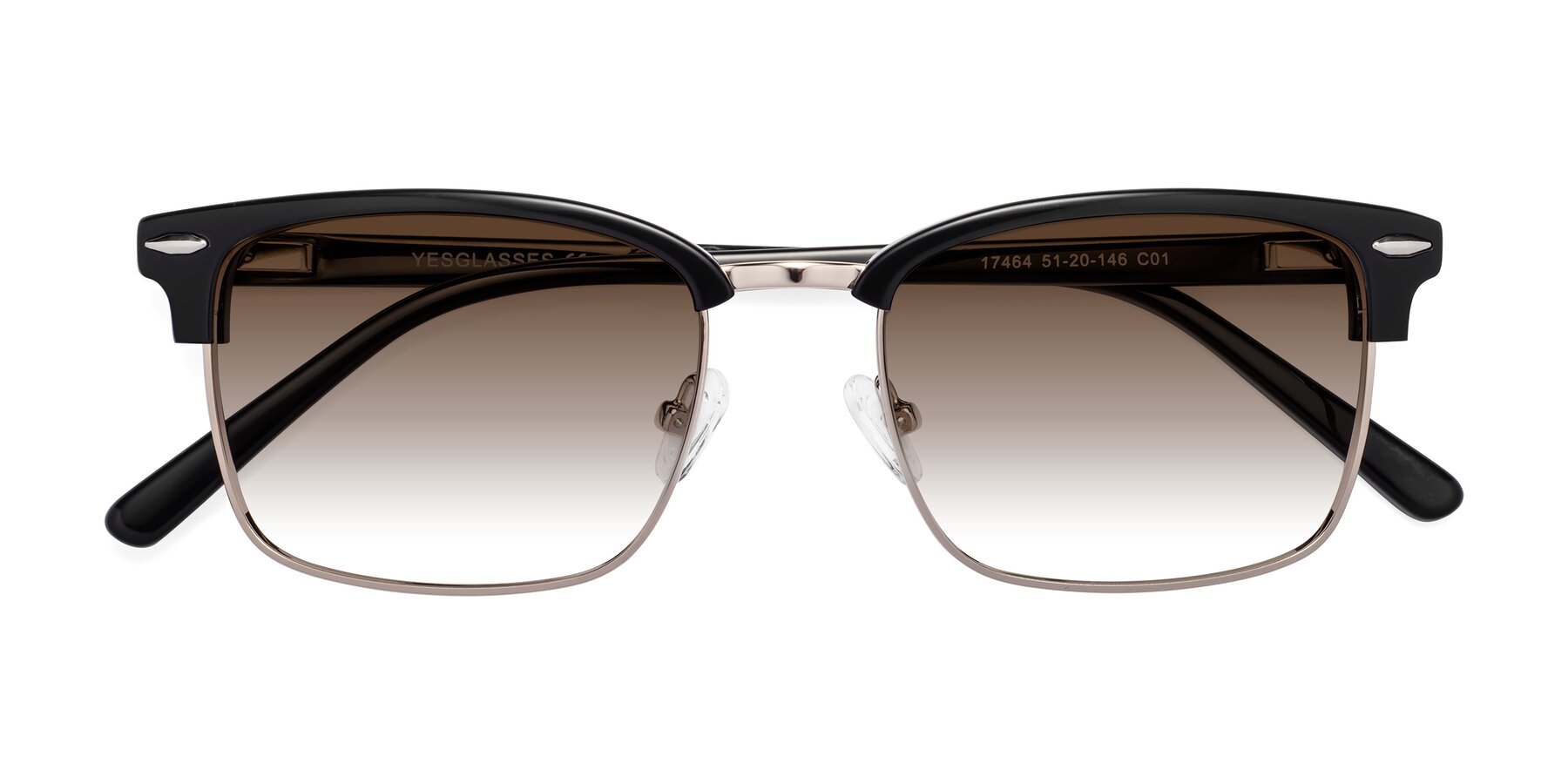 Folded Front of 17464 in Black-Gold with Brown Gradient Lenses