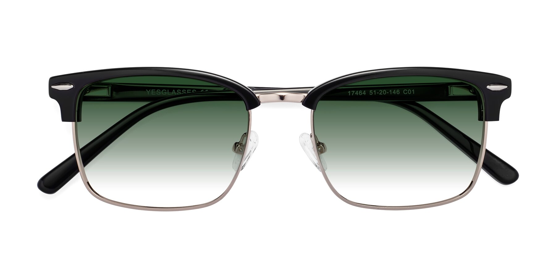 Folded Front of 17464 in Black-Gold with Green Gradient Lenses