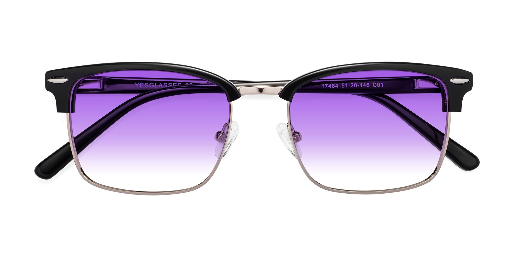 Folded Front of 17464 in Black-Gold with Purple Gradient Lenses
