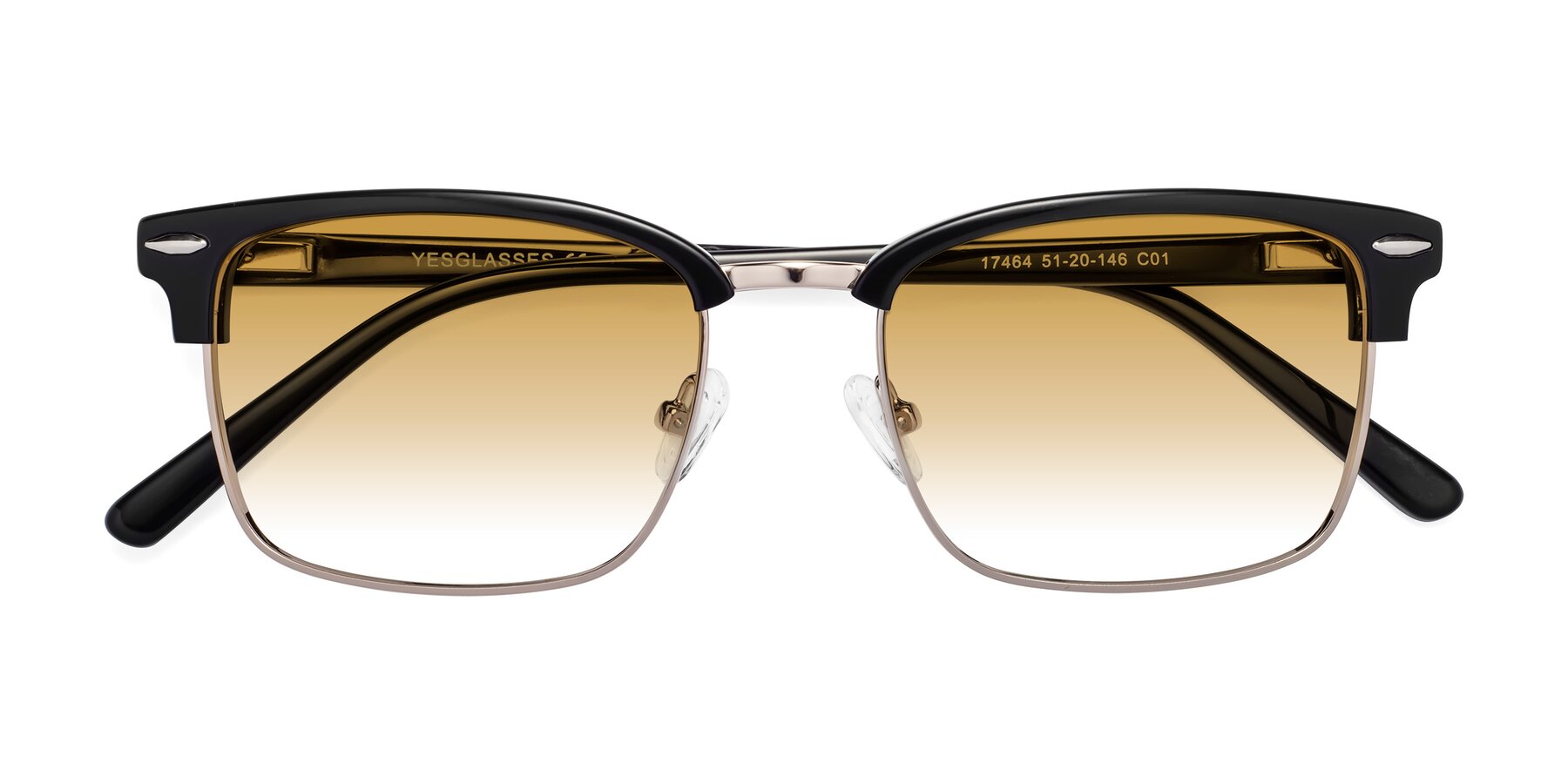 Folded Front of 17464 in Black-Gold with Champagne Gradient Lenses