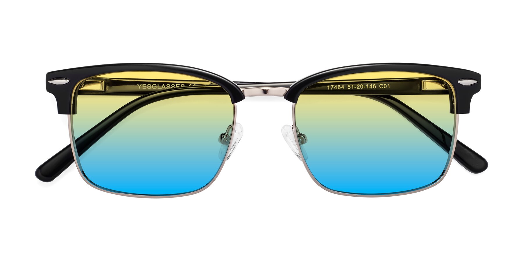 Folded Front of 17464 in Black-Gold with Yellow / Blue Gradient Lenses