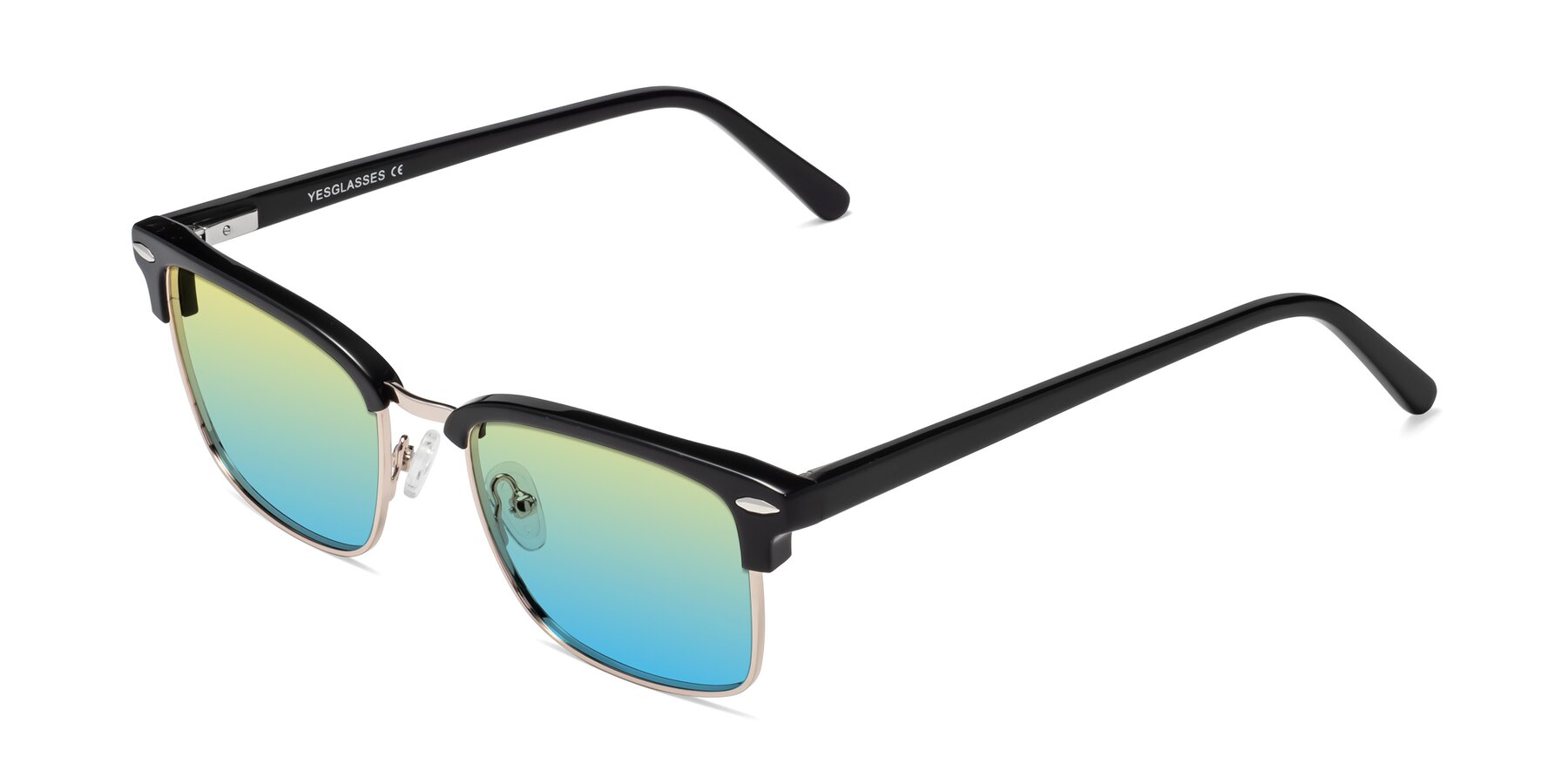 Angle of 17464 in Black-Gold with Yellow / Blue Gradient Lenses