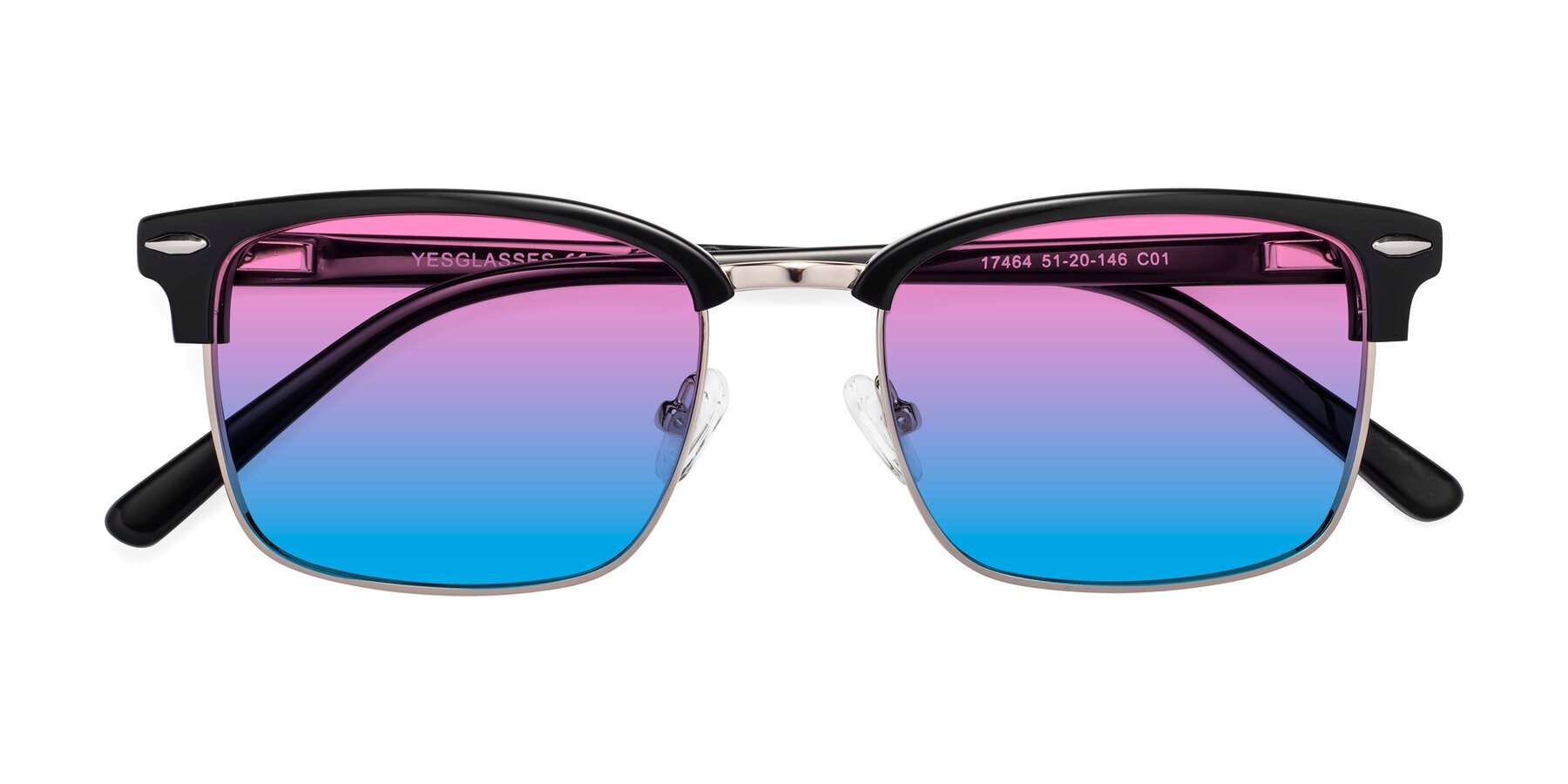 Folded Front of 17464 in Black-Gold with Pink / Blue Gradient Lenses