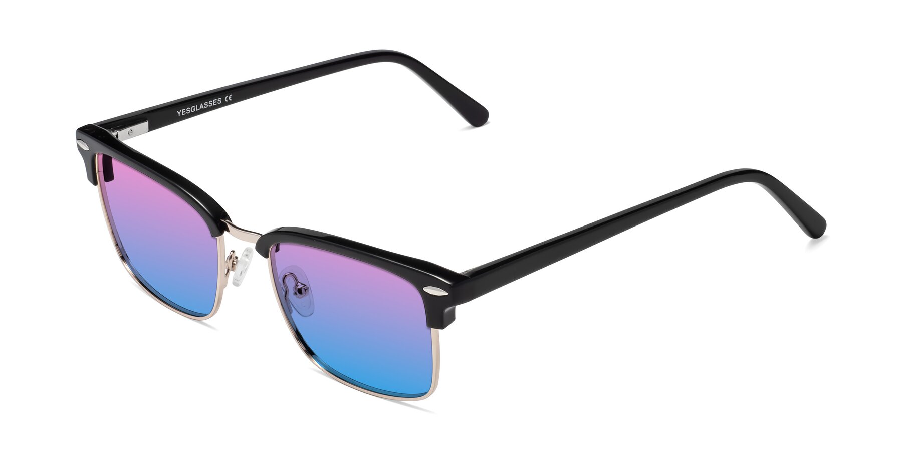 Angle of 17464 in Black-Gold with Pink / Blue Gradient Lenses