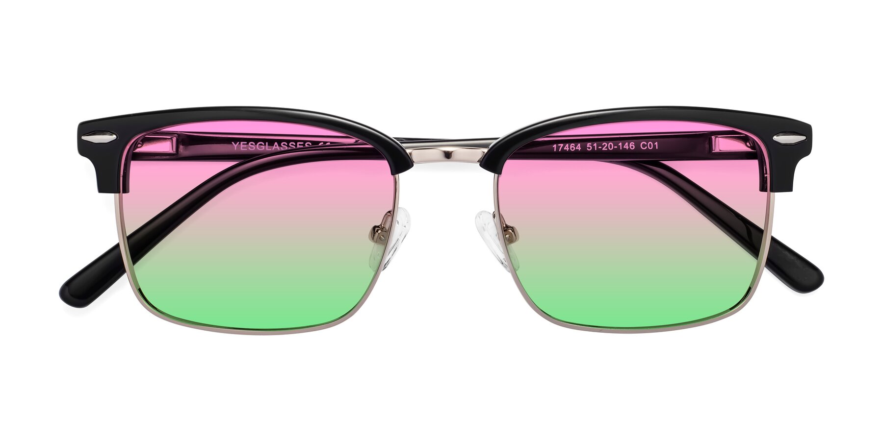 Folded Front of 17464 in Black-Gold with Pink / Green Gradient Lenses